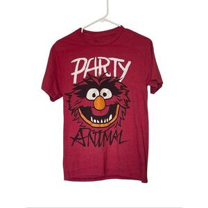 Disney Mens Red The Muppets Party Animal Graphic Short Sleeve T-Shirt Medium